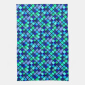 Blue Turquoise Green Paars Glas in lood Art Theedoek (Verticaal)