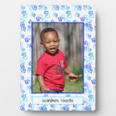 Blue Turquoise Linked Hearts Framed Custom Photo Fotoplaat (voorkant)