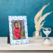 Blue Turquoise Linked Hearts Framed Custom Photo Fotoplaat (Zijkant)