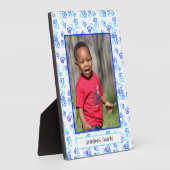 Blue Turquoise Linked Hearts Framed Custom Photo Fotoplaat (Zijkant)