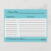 Blue Turquoise Mandala bruiloft Recipe Kaart (Achterkant)