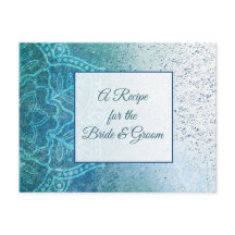 Blue Turquoise Mandala bruiloft Recipe Kaart