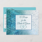 Blue Turquoise Mandala bruiloft Recipe Kaart (Voorkant / Achterkant)