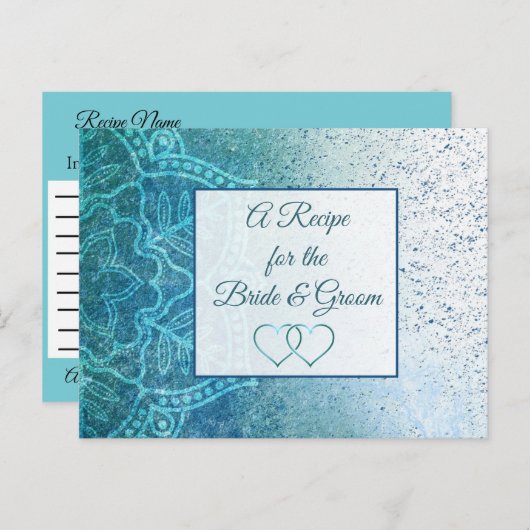 Blue Turquoise Mandala bruiloft Recipe Kaart (Voorkant / Achterkant)
