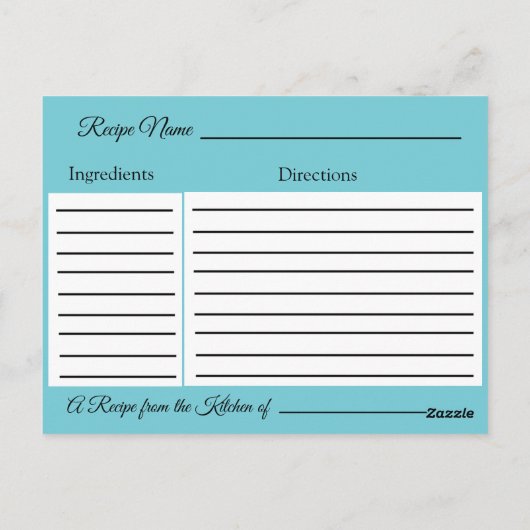 Blue Turquoise Mandala bruiloft Recipe Kaart (Achterkant)