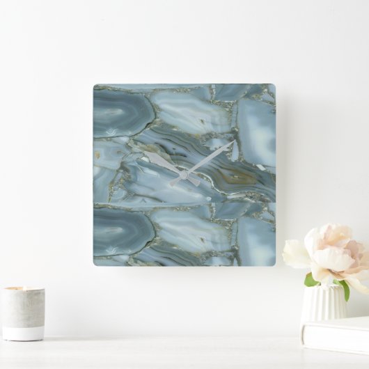 Blue Turquoise Marble Design Wall klok (Huis)