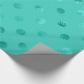 Blue Turquoise Metallic Faux Foil Polka Dot Aqua Cadeaupapier (Hoek)