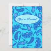 Blue Turquoise Modern Paisley Custom Invitation Kaart (Voorkant)