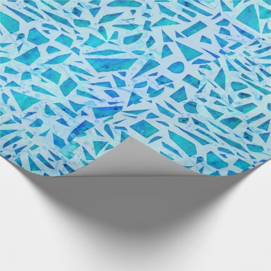 Blue Turquoise Mosaic Glass Tile Modern Chic Cadeaupapier (Hoek)