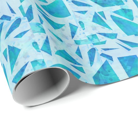 Blue Turquoise Mosaic Glass Tile Modern Chic Cadeaupapier (Rol Hoek)