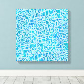 Blue Turquoise Mosaic Glass Tile Modern Chic Canvas Afdruk (Insitu (Houten vloer))