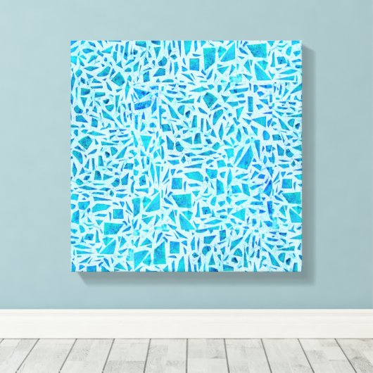 Blue Turquoise Mosaic Glass Tile Modern Chic Canvas Afdruk (Insitu (Houten vloer))