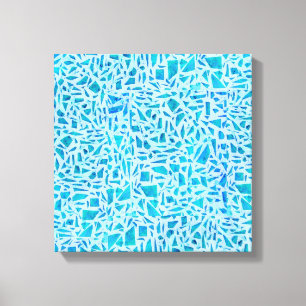 Blue Turquoise Mosaic Glass Tile Modern Chic Canvas Afdruk