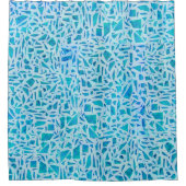 Blue Turquoise Mosaic Glass Tile Modern Chic Douchegordijn (Voorkant)