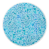 Blue Turquoise Mosaic Glass Tile Modern Chic Keramische Knop (Voorkant)