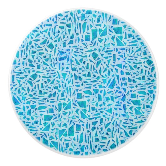 Blue Turquoise Mosaic Glass Tile Modern Chic Keramische Knop (Voorkant)