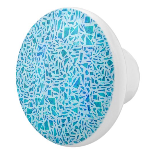 Blue Turquoise Mosaic Glass Tile Modern Chic Keramische Knop (Rechts)