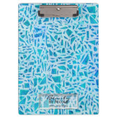 Blue Turquoise Mosaic Glass Tile Modern Chic Klembord (Voorkant)