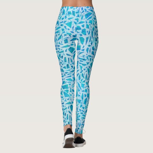 Blue Turquoise Mosaic Glass Tile Modern Chic Leggings (Achterkant)