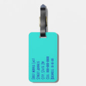 Blue Turquoise Multilingual Dank u wel Word Collag Bagagelabel (Achterkant verticaal)