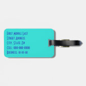 Blue Turquoise Multilingual Dank u wel Word Collag Bagagelabel (Achterkant horizontaal)