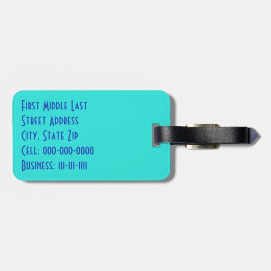 Blue Turquoise Multilingual Dank u wel Word Collag Bagagelabel (Achterkant horizontaal)