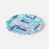 Blue & Turquoise Multilingual Thank You Papieren Bordje (Gekanteld)