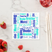 Blue & Turquoise Multilingual Thank You Servetten (Insitu)