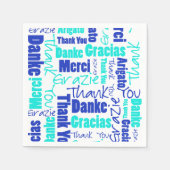Blue & Turquoise Multilingual Thank You Servetten (Voorkant)