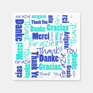 Blue & Turquoise Multilingual Thank You Servetten
