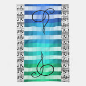 Blue Turquoise Musical Musician Kitchen Gift Theedoek (Verticaal)