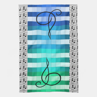Blue Turquoise Musical Musician Kitchen Gift Theedoek