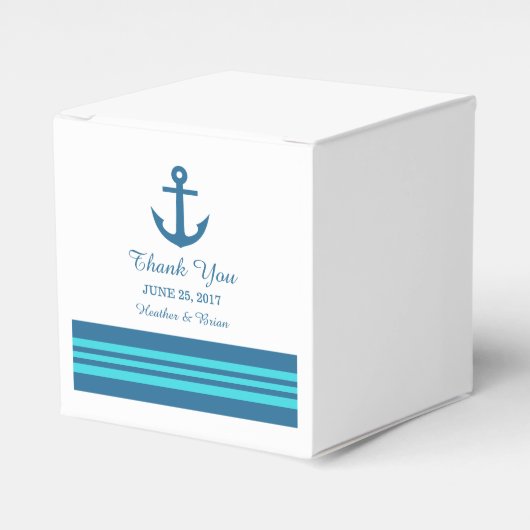 Blue Turquoise Nautical Anchor Favor Boxes Bedankdoosjes (Voorkant Zijde)