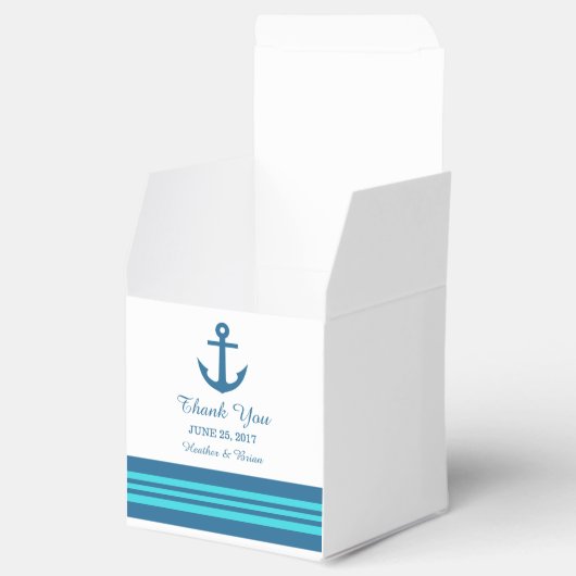 Blue Turquoise Nautical Anchor Favor Boxes Bedankdoosjes (Geopend)