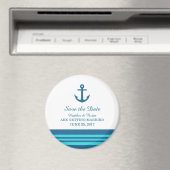 Blue Turquoise Nautical Anchor Save the Date Magneet (Insitu (Vaatwasser))