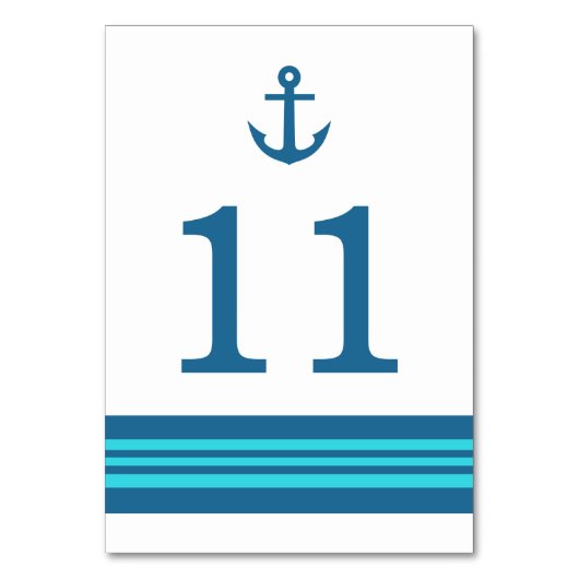 Blue Turquoise Nautical Anchor Table Kaart (Voorkant)