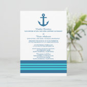 Blue Turquoise Nautical Anchor Wedding Invite Kaart (Staand voorkant)
