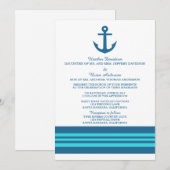 Blue Turquoise Nautical Anchor Wedding Invite Kaart (Voorkant / Achterkant)