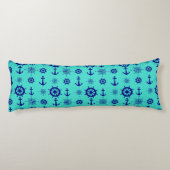 Blue Turquoise Nautical Coastal Boating Lichaamskussen (Achterkant)