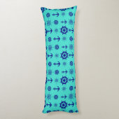 Blue Turquoise Nautical Coastal Boating Lichaamskussen (Achterkant (Verticaal))