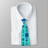Blue Turquoise Nautical Coastal Boating Stropdas (Gebonden)