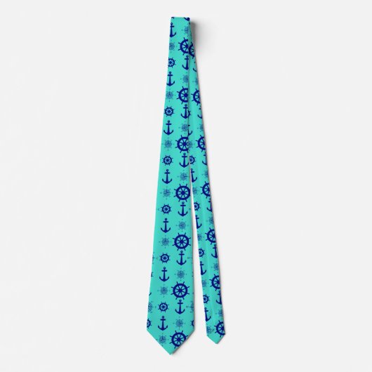 Blue Turquoise Nautical Coastal Boating Stropdas (Voorkant)