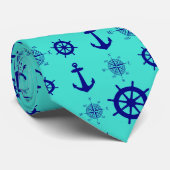 Blue Turquoise Nautical Coastal Boating Stropdas (Opgerold)