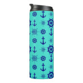 Blue Turquoise Nautical Coastal Boating Thermosbeker (Geroteerd rechts)