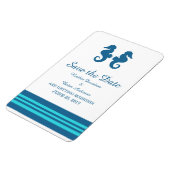 Blue Turquoise Nautical Seahorse Save the Date Magneet (Linkerzijde)