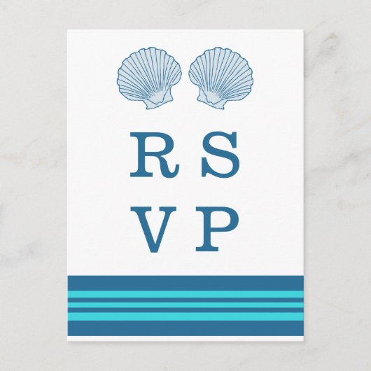 Blue Turquoise Nautical Seashells RSVP Briefkaart (Voorkant)