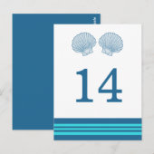 Blue Turquoise Nautical Seashells Table Briefkaart (Voorkant / Achterkant)