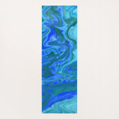 Blue Turquoise Navy Abstracte Fluid Marble Art Yogamat (Achterkant)
