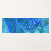 Blue Turquoise Navy Abstracte Fluid Marble Art Yogamat (Voorkant (horizontaal))