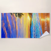 Blue Turquoise Ocean Sunset Strandlaken (Voorkant)